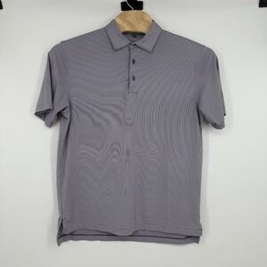 Peter Millar Summer Comfort Polo Shirt Mens Large Purple Striped Golf Course Tee